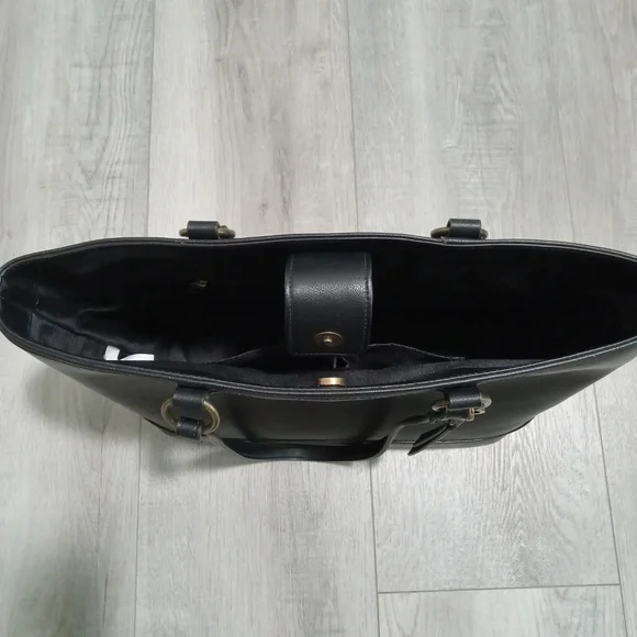 Black Leather Tote Bag - Picture 3 of 4